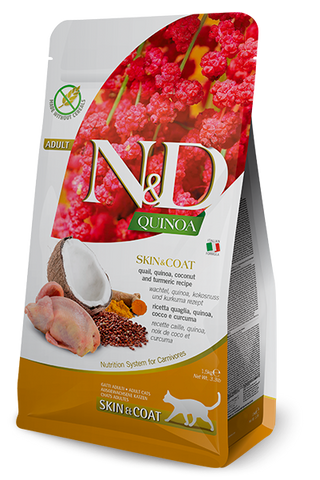 Farmina N&D Quinoa Skin & Coat Quail Dry Cat Food – 11 lb