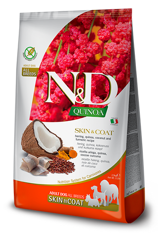 Farmina N&D Quinoa Skin & Coat Herring, Coconut & Turmeric Dog Food – 15.4 lb