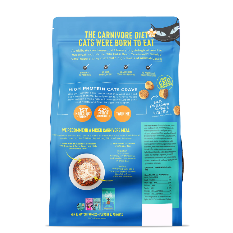 Tiki Cat Born Carnivore Herring & Salmon Dry Cat Food – 2.8 lb