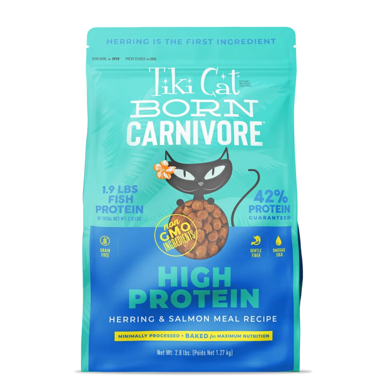 Tiki Cat Born Carnivore Herring & Salmon Dry Cat Food – 2.8 lb