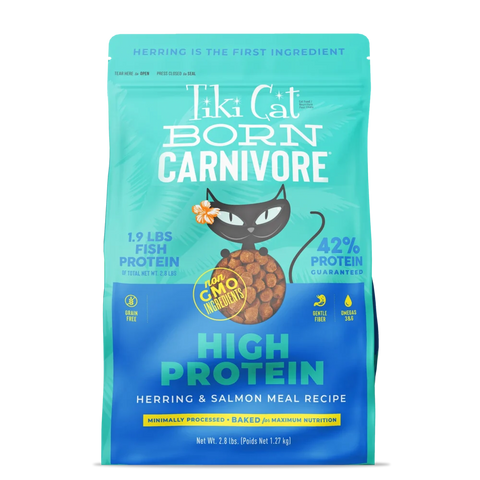 Tiki Cat Born Carnivore Herring & Salmon Dry Cat Food – 2.8 lb