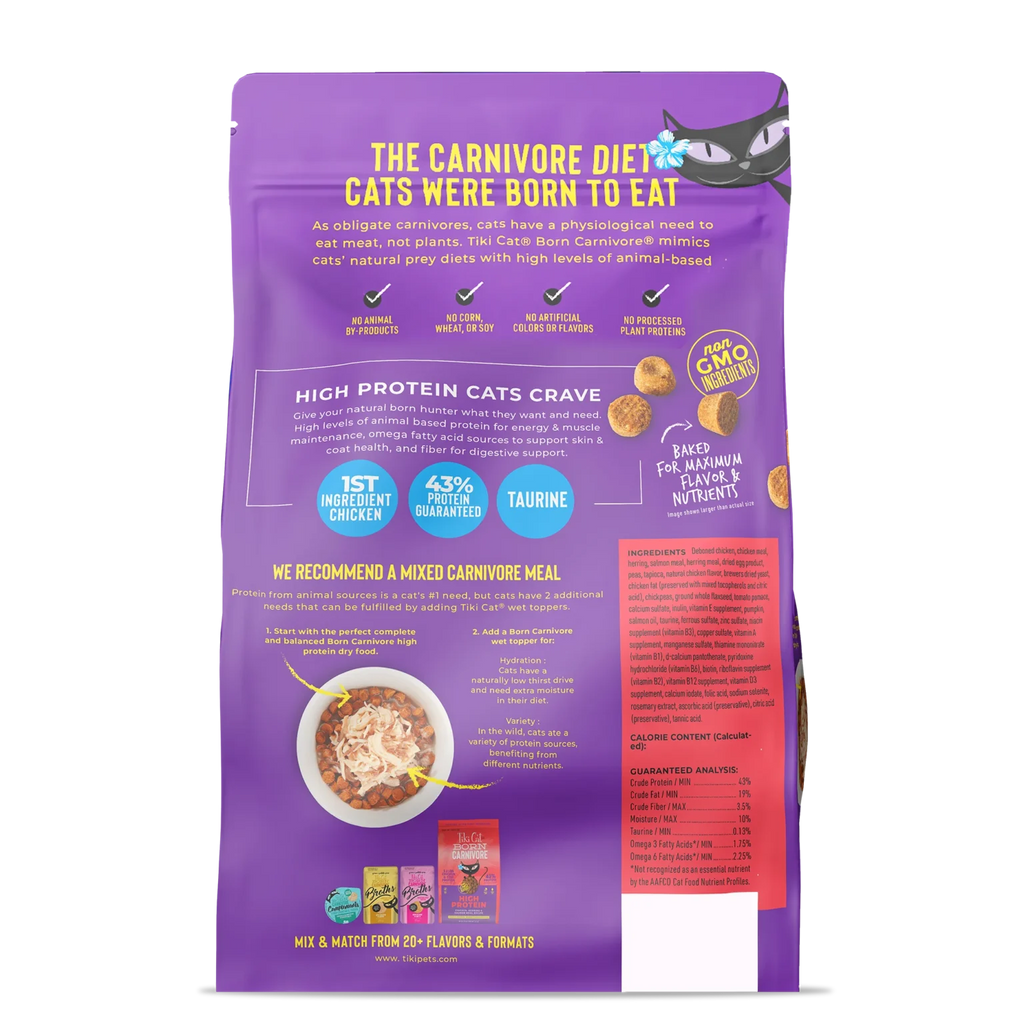 Tiki Cat Born Carnivore Chicken, Herring & Salmon Dry Cat Food – 2.8 lb