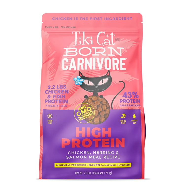 Tiki Cat Born Carnivore Chicken, Herring & Salmon Dry Cat Food – 2.8 lb