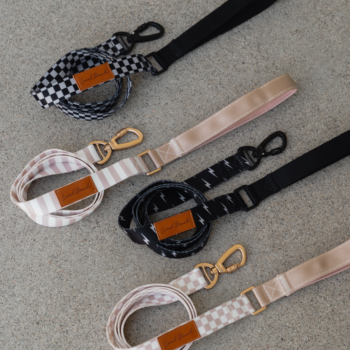 Local Beach Checker 5ft Dog Leash Black/Gray