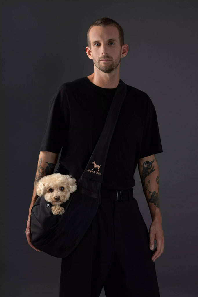 Premium Twill Pet sling Carrier, Snap Style, Black