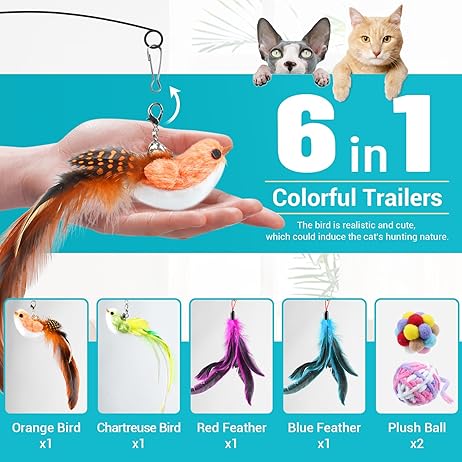 Interactive Wand & Teaser Toy Set for Cats