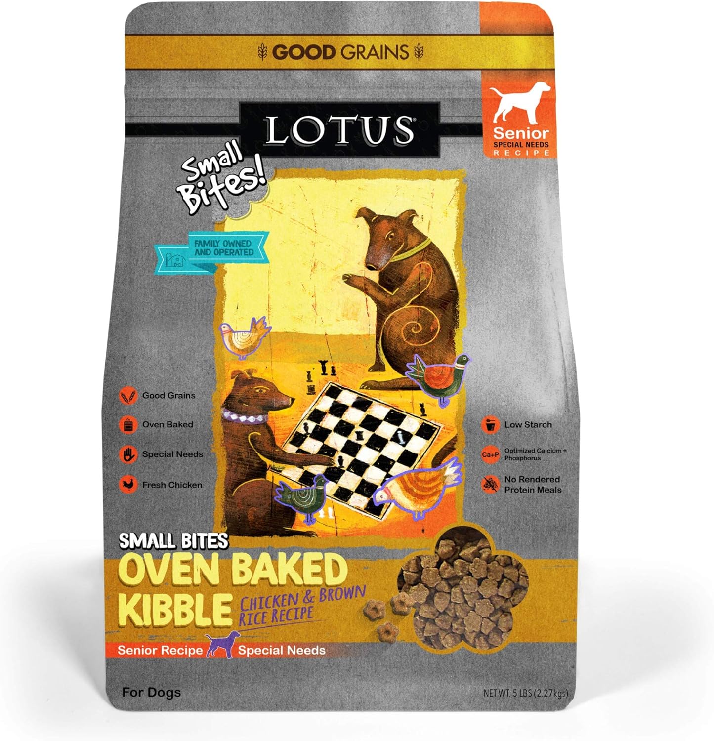 Lotus Chicken & Brown Rice Recipe Dry Dog Food for Senior Dogs – 5 lb Bag