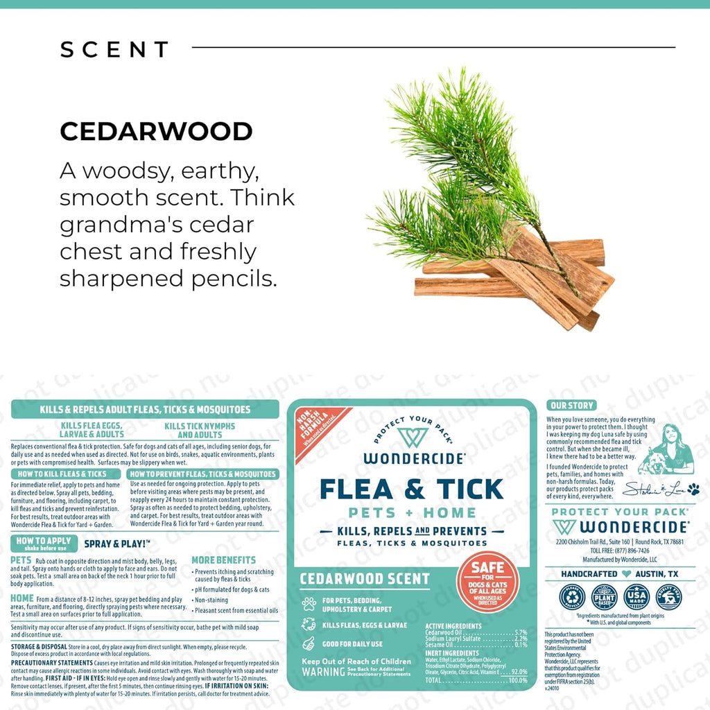 Wondercide Cedarwood Flea, Tick & Mosquito Spray – 16 oz