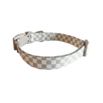 Local Beach Checker Adjustable Dog Collar – Tan