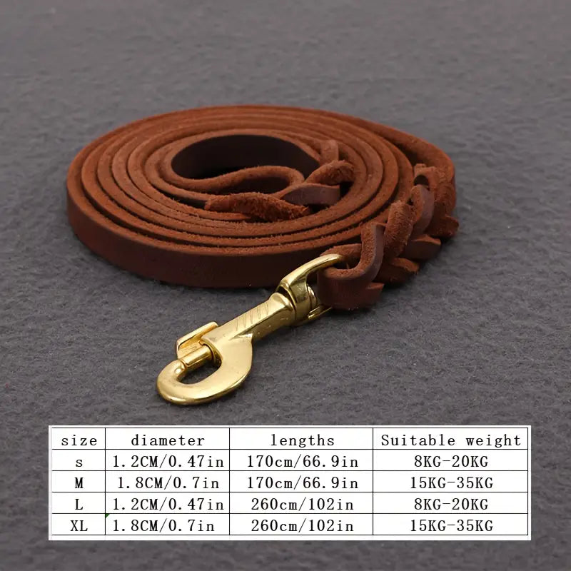 Adjustable Braided Leather Dog Leash