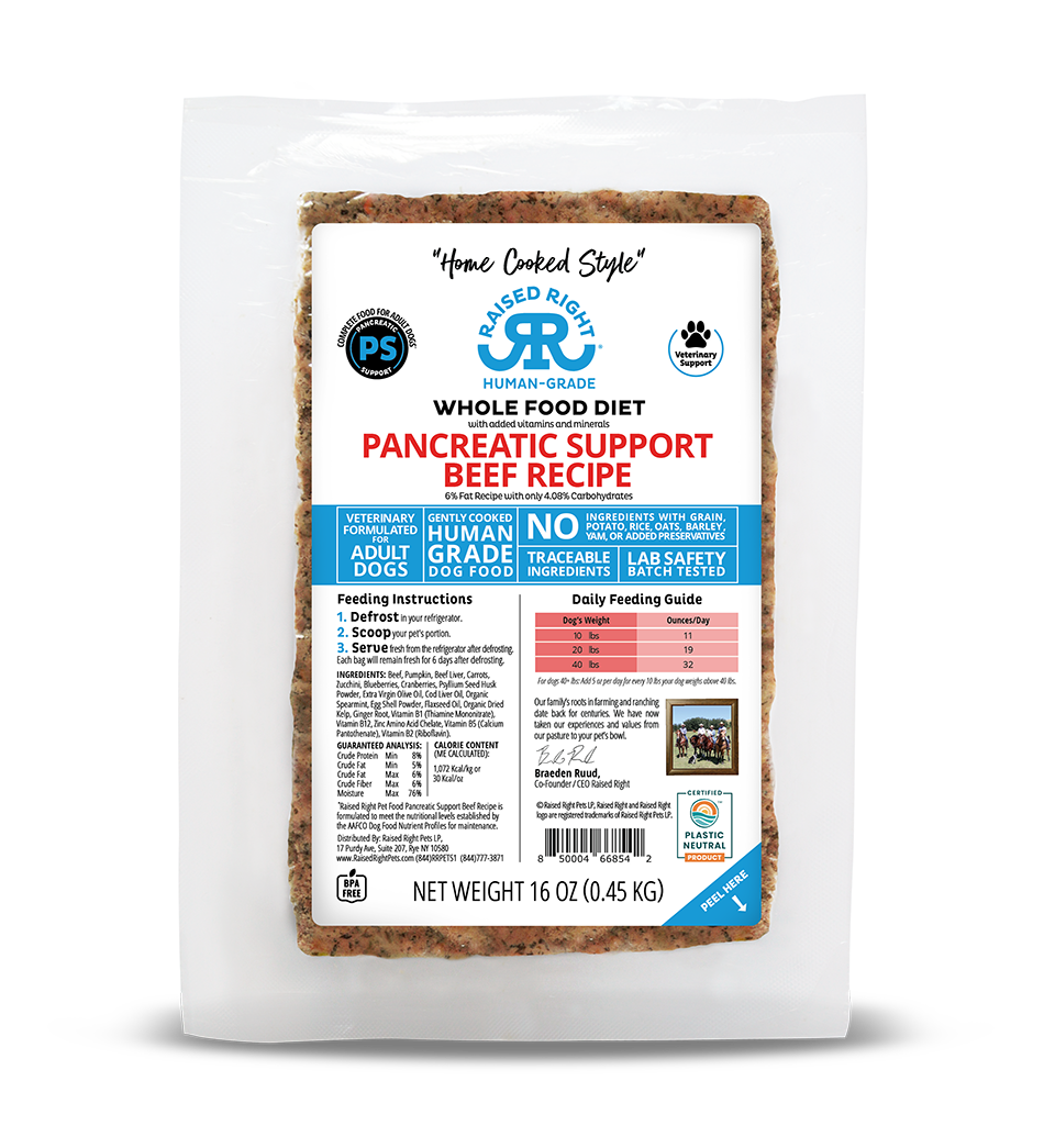 Raised Right Pancreatic Support Beef Adult Dog Recipe