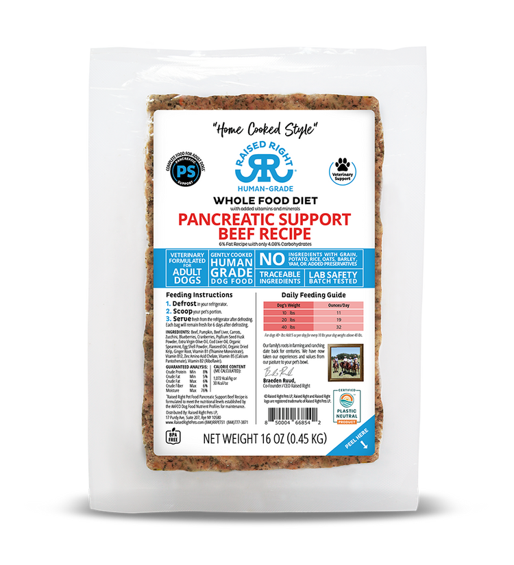 Raised Right Pancreatic Support Beef Adult Dog Recipe