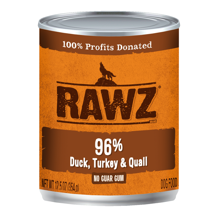 Rawz - 96% Duck, Turkey & Quail Pate Canned Food For Dogs 12.5 oz