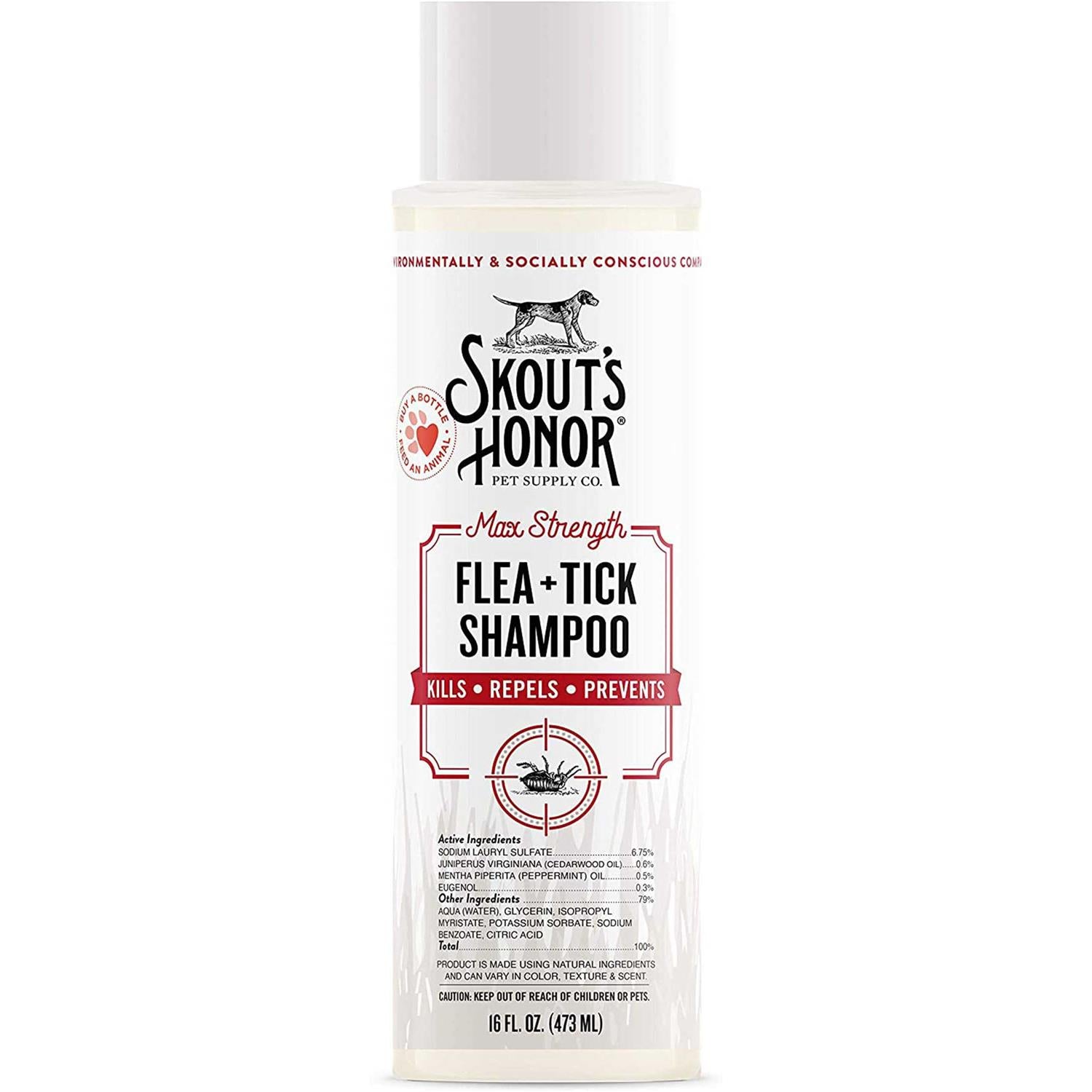 Skout's Honor Flea & Tick Dog Shampoo – 16 oz (Kills, Repels & Prevents)