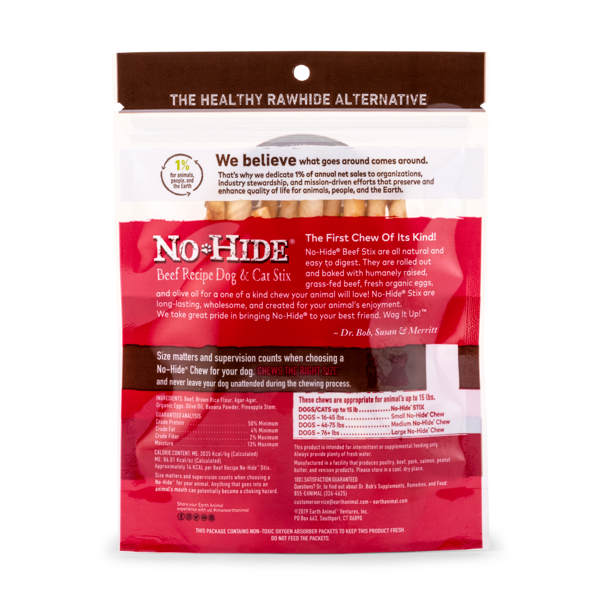 Earth Animal-No Hide Beef Recipe Dog & Cat Stix 1.6 oz