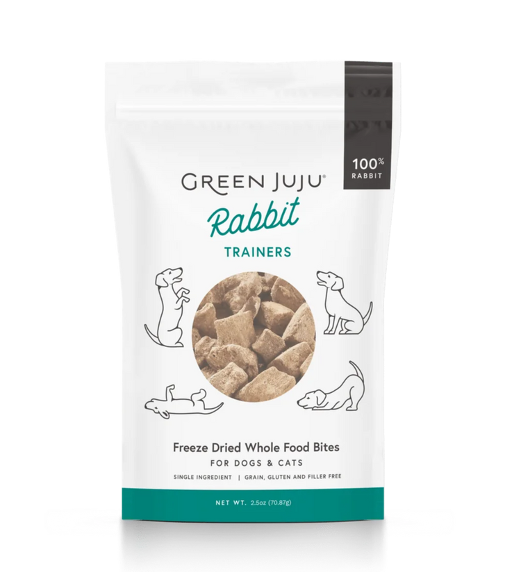 Green Juju Rabbit Trainers – Freeze-Dried Dog & Cat Treats, 3 oz