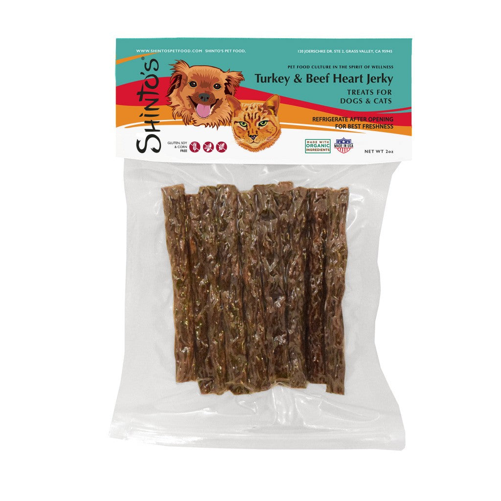 Turkey & Beef HEART Jerky - Treats for Dogs & Cats -Sticks/Ends