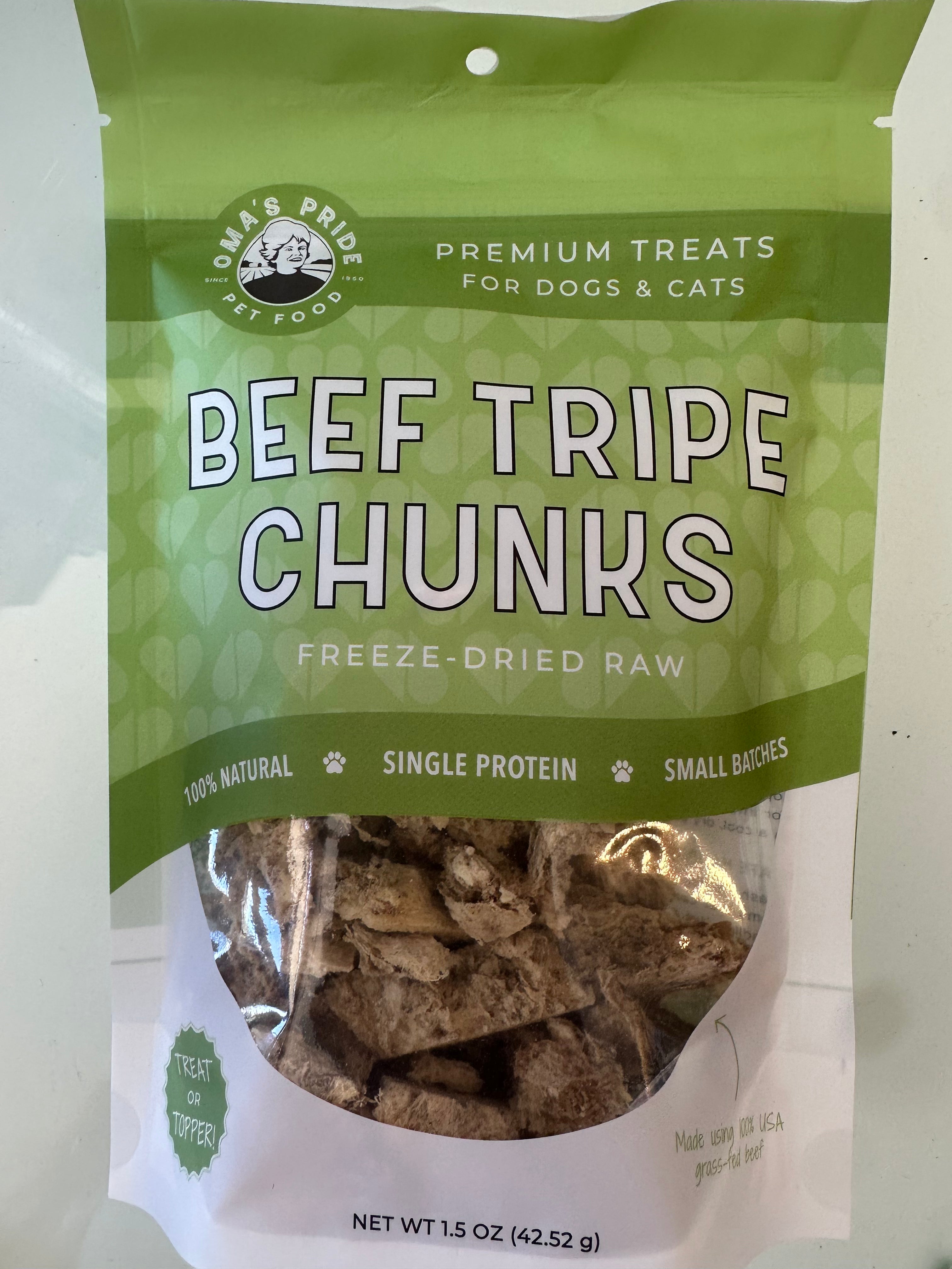 Oma’s Pride Dehydrated Beef Tripe Chunks – 1.5 oz