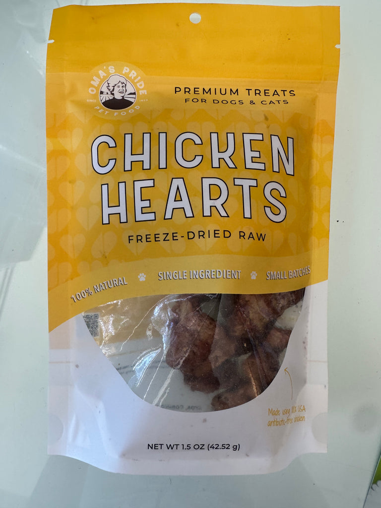 Oma’s Pride Dehydrated Chicken Hearts – 1.5 oz