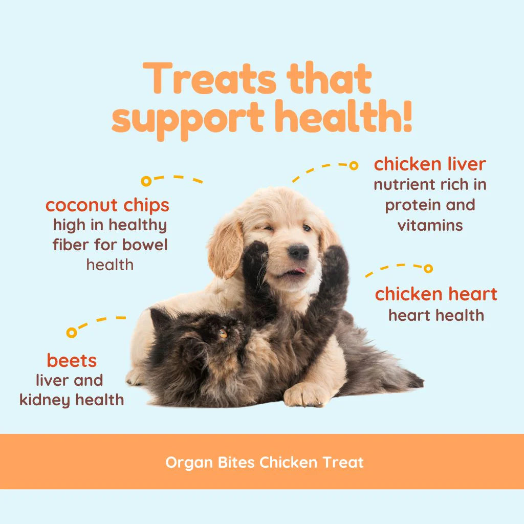 CocoTherapy Chicken & Beet Organ Bites – Dog & Cat Treats, 3 oz