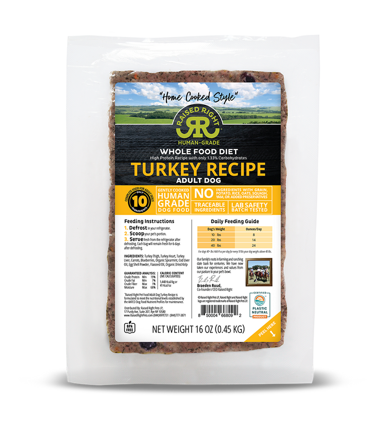 Raised Right Turkey Gently Cooked Dog Food