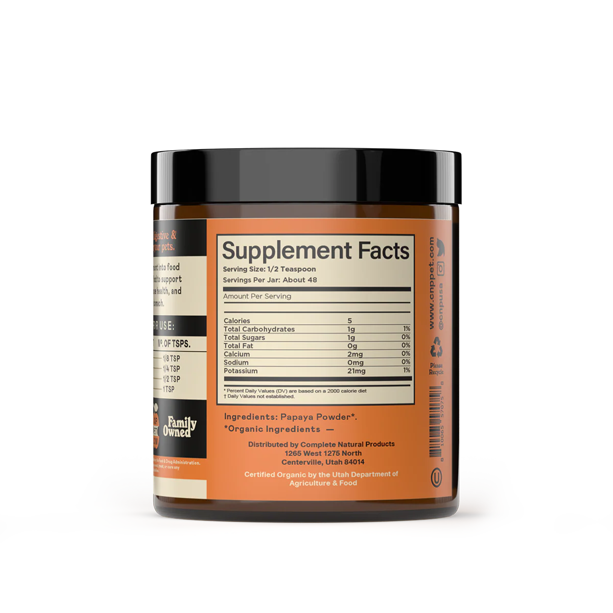 Organic Papaya Powder for Dogs & Cats 4oz - Complete Natural Products