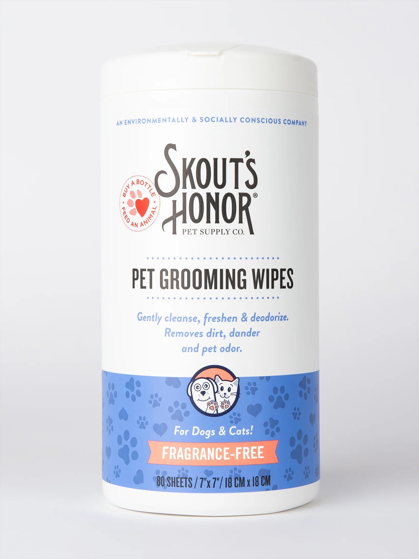 Skout's Honor Fragrance-Free Pet Grooming Wipes for Cats & Dogs – Gentle, Hypoallergenic Care
