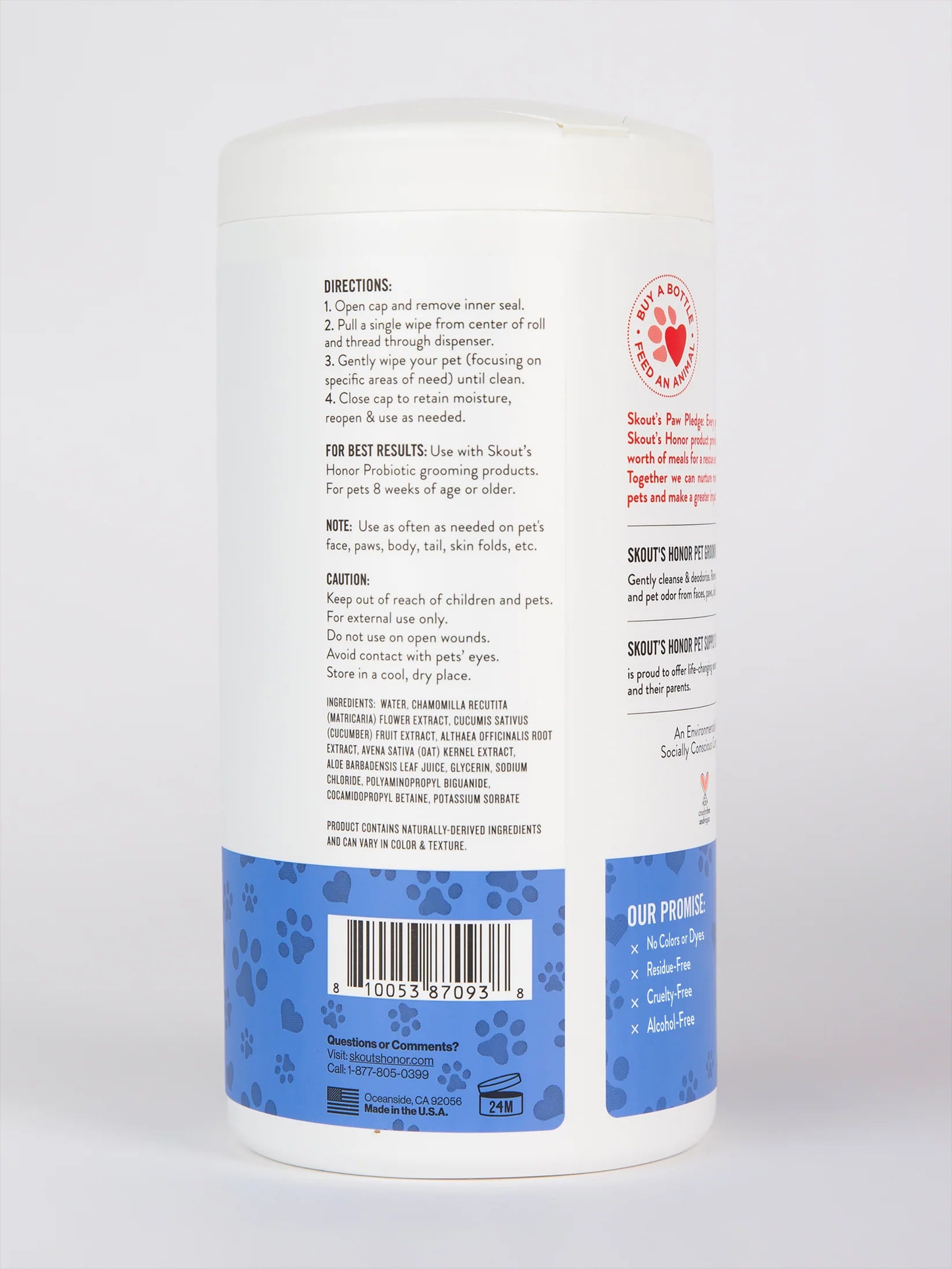 Skout's Honor Fragrance-Free Pet Grooming Wipes for Cats & Dogs – Gentle, Hypoallergenic Care