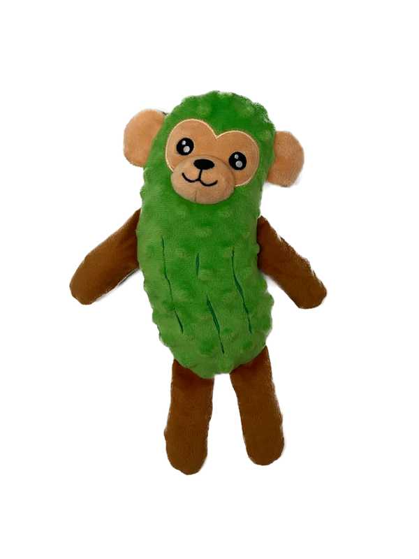 Fika’s Freaky Friends Pickle Monkey Squeaky Plush Dog Toy