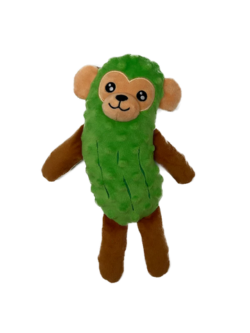 Fika’s Freaky Friends Pickle Monkey Squeaky Plush Dog Toy