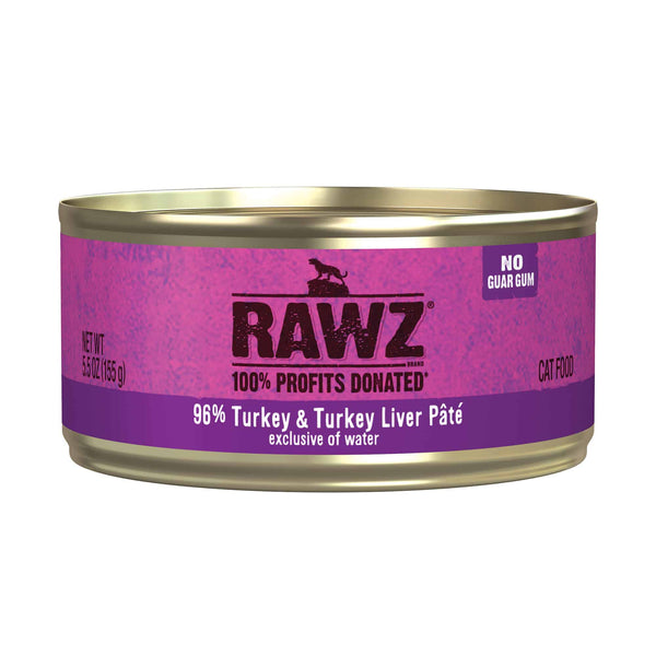 RAWZ 96% Turkey & Turkey Liver Pate Canned Cat Food – 5.5 oz