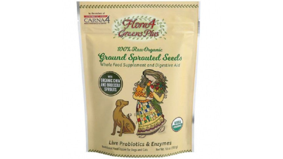Carna4 Flora4 Greens Plus Ground Sprouted Seeds – 1.5 oz (Dog & Cat Supplement)