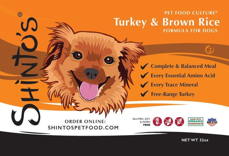 Shinto’s Turkey & Brown Rice Foundation Formula product label