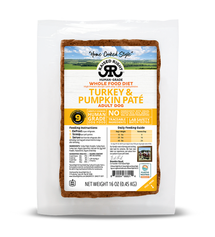 Raised Right Turkey & Pumpkin Pâté Gently Cooked Dog Food – 16 oz
