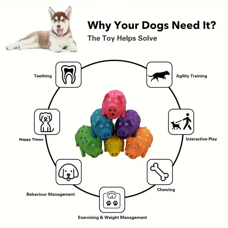 Rubber Pig Dog Toy