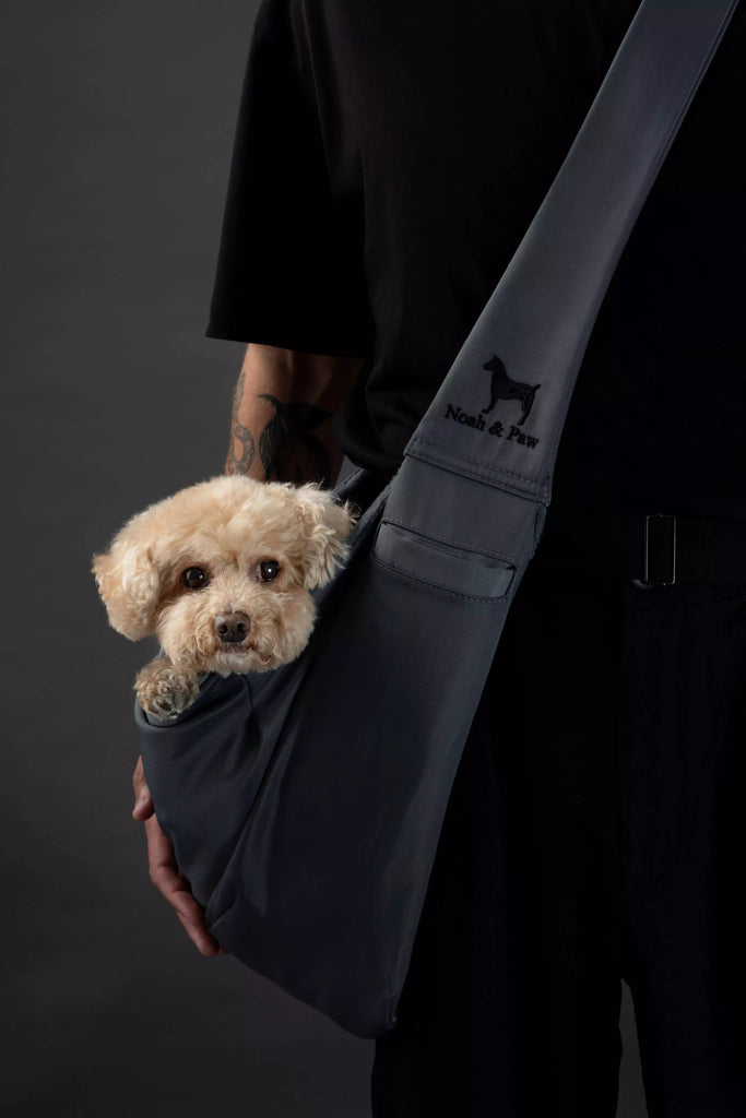 Premium Twill Pet sling Carrier, Snap Style, Black