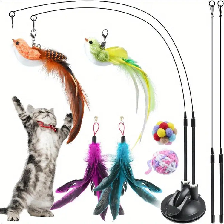 Interactive Wand & Teaser Toy Set for Cats