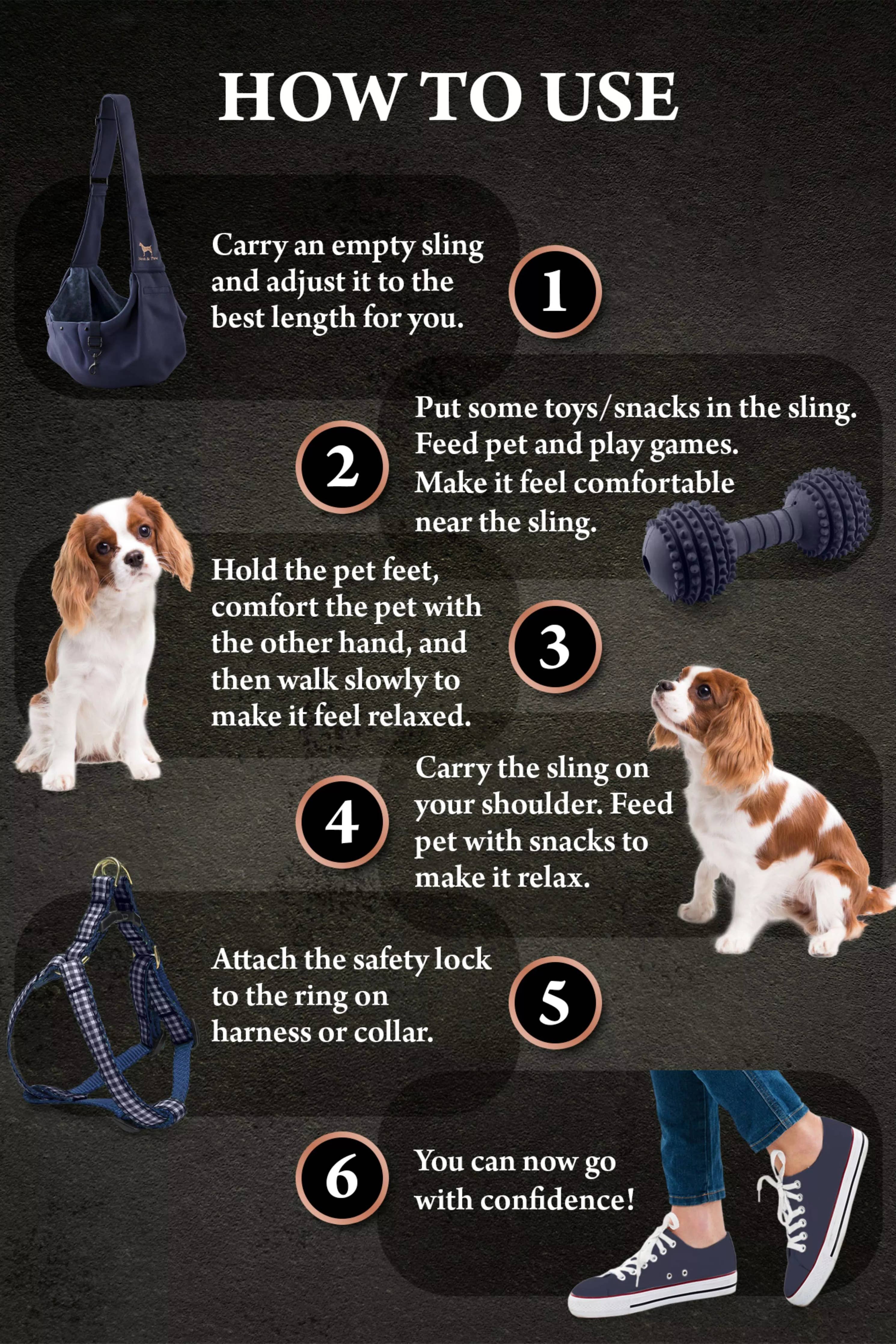 Premium Twill Pet sling Carrier, Snap Style, Black