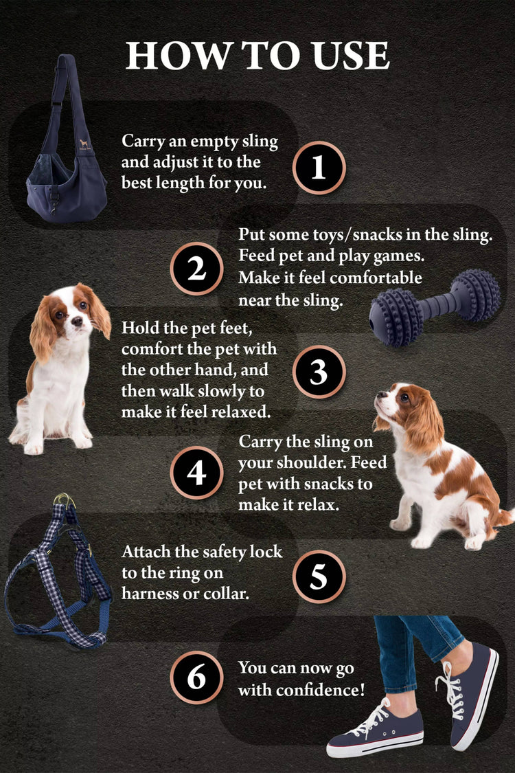 Premium Twill Pet sling Carrier, Snap Style, Black