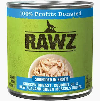 RAWZ Shredded in Broth | Chicken Breast, Coconut Oil, Green Mussels | 10oz Can