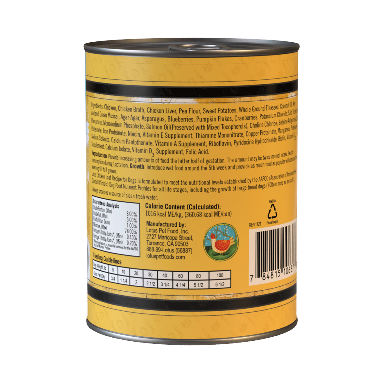 Lotus Grain‑Free Chicken Loaf Wet Dog Food – 12.5 oz Can