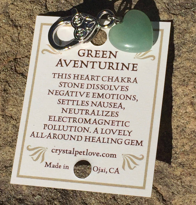 Crystal Pet Love Pet Pendant - Green Aventurine Heart