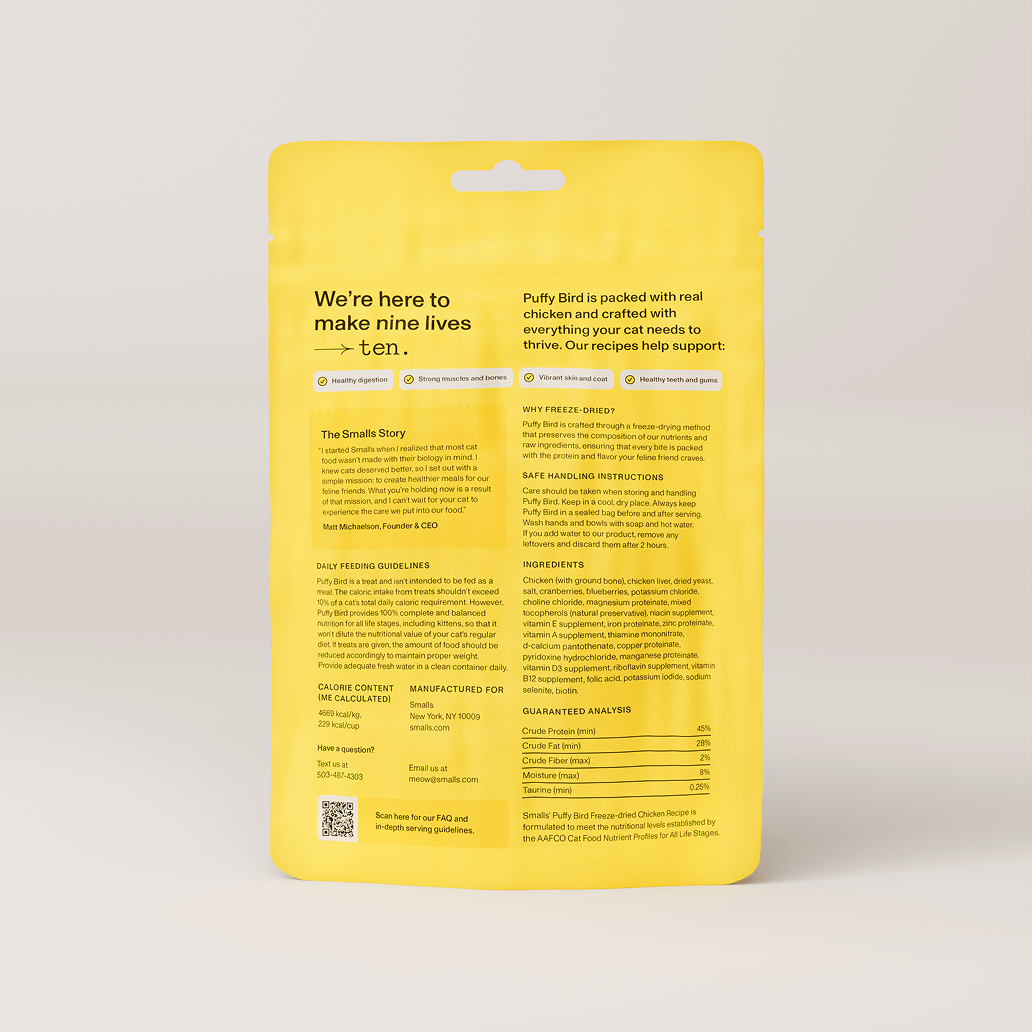 🐓 ☁️ Freeze-dried Puffy Bird, 3oz - Chicken