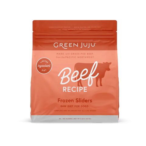Green Juju Beef Sliders Frozen Dog Food – 3 lb