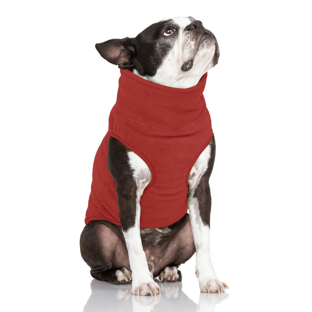 Gooby Half Zip Up Fleece Vest - Burgundy