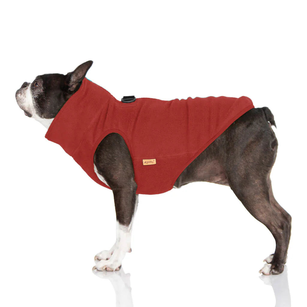 Gooby Half Zip Up Fleece Vest - Burgundy