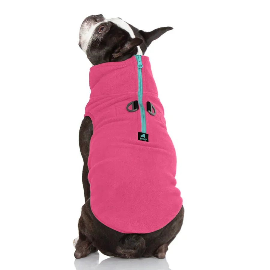 Gooby Half Zip Dog Fleece Vest – Pink