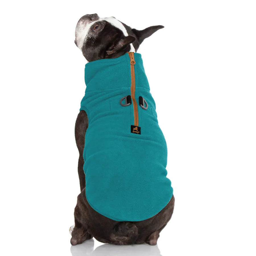 Gooby Half Zip Dog Fleece Vest – Turquoise