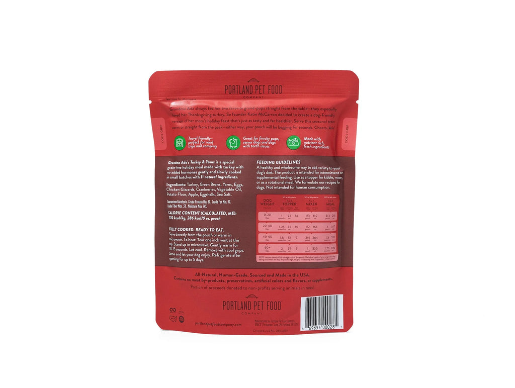 Portland Pet food Co. Turkey & Yams - Grandma Ada's Dog Feast 9 oz