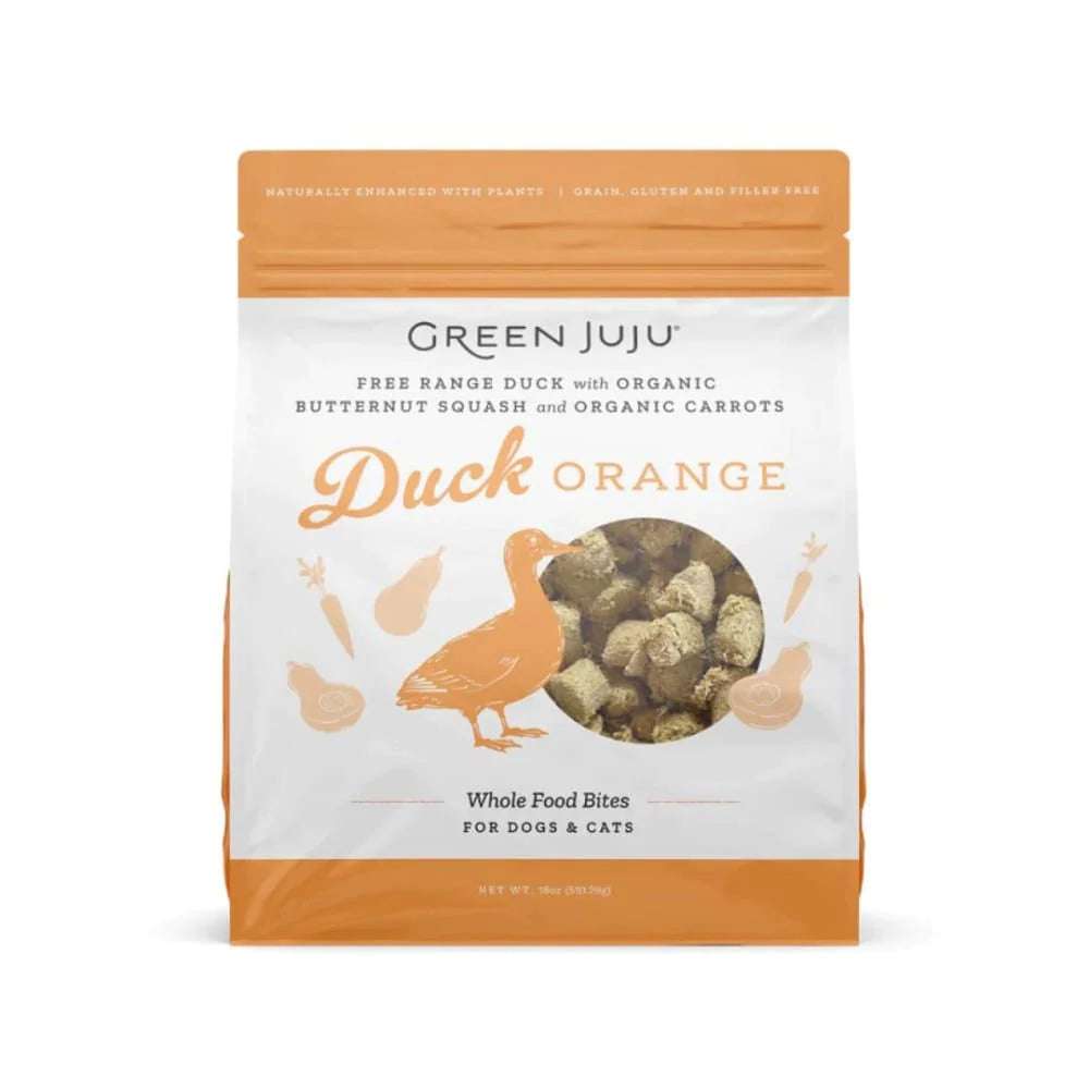 Green Juju - Freeze Dried Whole Food Bites For Dogs & Cats - Duck Orange 18 oz.